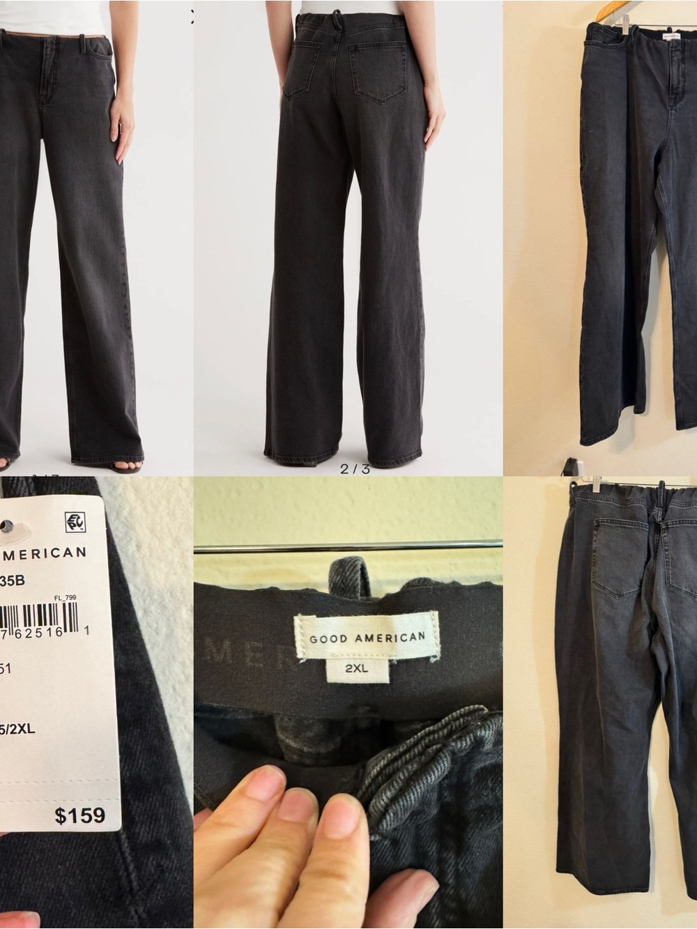 Good American Black Wide-Leg Pull-On jeans - Picture 7 of 7